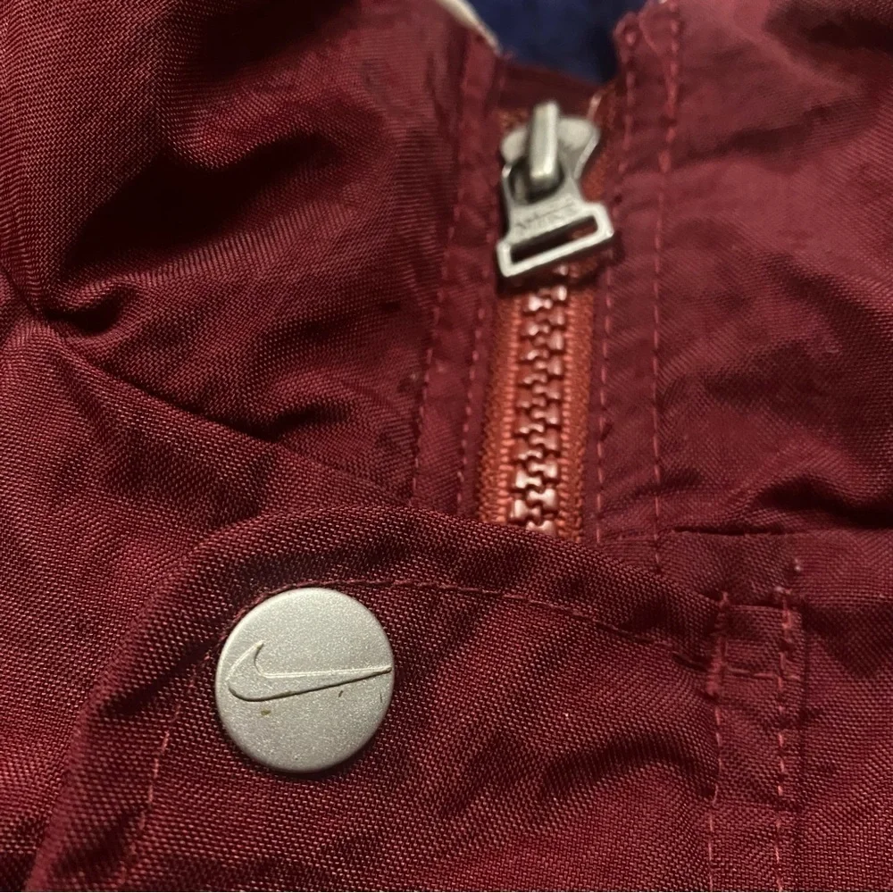 Vintage 90’s Nike Swoosh Spell Out Burgundy Blue Jacket Size XL